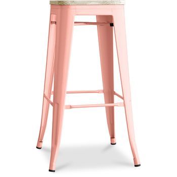 Taburete De Bar - Diseño Industrial - Madera Y Acero - 76cm - New Edition - Stylix  Naranj