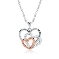 cadena corazon plata 925 circonita oro rosa