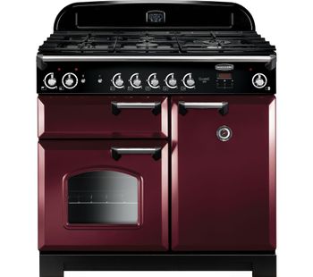 Rangemaster Classic 100 Gas Range Cooker - Cranberry & Chrome, Cranberry