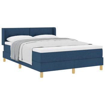 Cama Tipo Box Spring Con Cabecera Manual Azul 200 X 160 Cm Tela Vidaxl