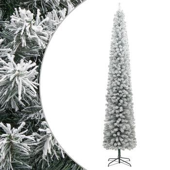 Árbol Navidad Estrecho Con Soporte Y Nieve Artificial Pvc 270cm Vidaxl