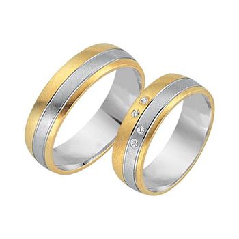Alianzas 18 quilates oro amarillo-blanco 4 diamantes