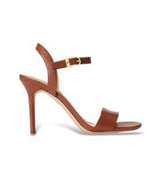 lauren ralph lauren para mujer 802940588002 sandalias gwen de piel brunida marron 36 8 a 10cm hebilla casual fiesta clasico