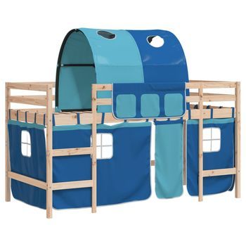 Cama Alta Para Niños Con Túnel Madera Pino Azul 80x200 Cm Vidaxl