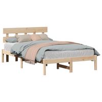 cama matrimonial  cama para adulto  estructura de cama marron 140 x 190 cm madera maciza de pino