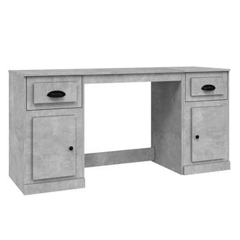 Escritorio Con Armario Contrachapada Gris Hormigón Vidaxl