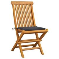 pack 2 uds sillas de jardin  silla de exterior  sillon con cojines antracita madera de teca