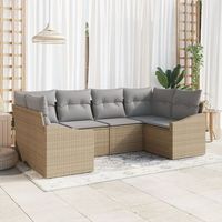 juego de sofa de jardin de 6 piezas con cojines ratan poli beige v4465 unico  beige