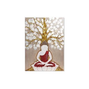 Decoracion Pared Nacar Resina 70x4x100 Buda Arbol