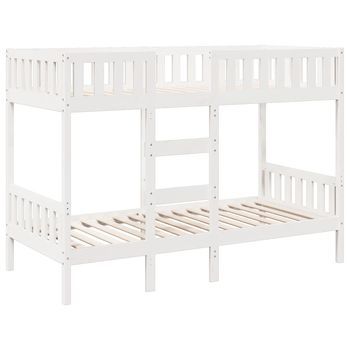 Cama Para Adulto | Cama Individual | Litera De Madera Maciza De Pino Blanco 90x190 Cm