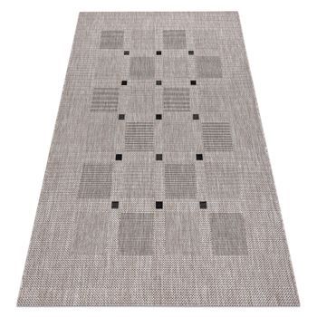 Alfombra De Cuerda Sisal Floorlux 20079 Cuadrícula Plateado / Negro 160x230 Cm