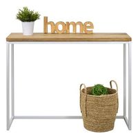consola recibidor icub big wood 100x30x80cm blanco en madera maciza de pino acabado vintage estilo industrial box furniture