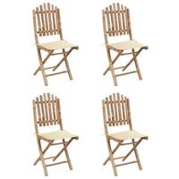 set de comedor exterior plegable 5 uds  conjunto mueble jardin mesa y sillas con cojines bambu