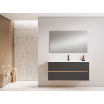 Mueble Mydesign 120 Cm, Estructura Roble Moderno Frontal Antracita Mate. Pack Mueble + Lavabo.
