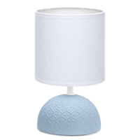 aigostar 196967 - lampara de ceramica de mesa patron de diamante cuerpo de diseno sencillo color azul pantalla de tela color blanco casquillo e14 perfecta para el salon dormitorio o recibidor