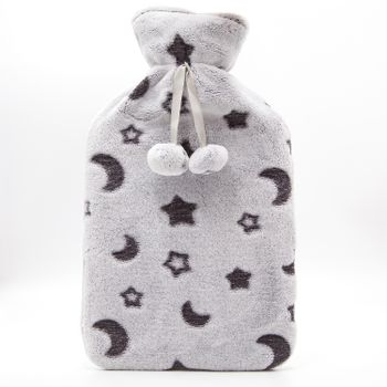 Cassandra Supersoft Fleece Hot Water Bottle Grey Stars & Moon