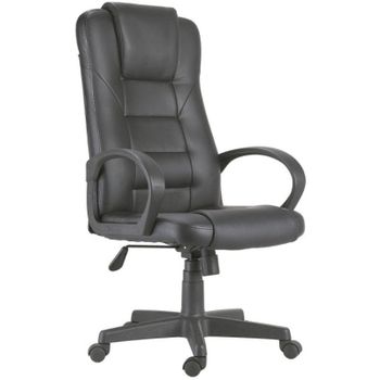 Home Heavenly Abogat Silla de Oficina de Forma Ergonómica Tapizada en Polipiel Negro