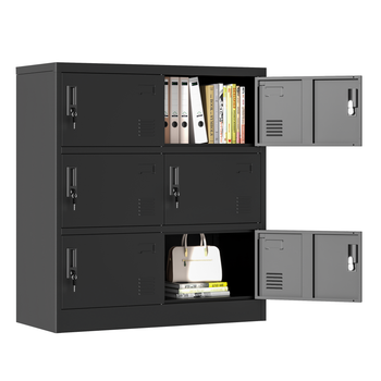Armario Taquilla De Metal Con 6 Puertas - Mueble De Oficina - Acero - Negro (90x40x100cm)