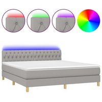 cama box spring con colchon tela y led gris claro 180x200 cm vidaxl
