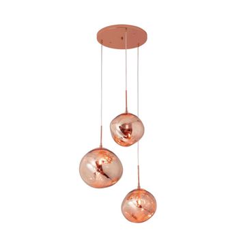 Lámpara techo triple cristal metalizado rosa ø28-28-36 cm e27
