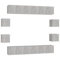 set de muebles de salon 10 piezas  mueble tv  gabinete de tv madera ingenieria gris hormigon