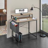 escritorio industrial con soporte y bolsa 80x55x90 cm madera clara