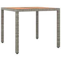mesa de jardin  mesa de exterior ratan pe gris y superficie madera maciza acacia