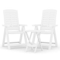 conjunto comedor jardin para jardin 3 uds  mueble jardin mesa y sillas polipropileno blanco