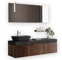 mueble de bano 7 piezas en mdf roble oscuro