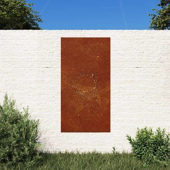 Adorno De Pared De Jardín Acero Corten Diseño Sol 105x55 Cm Cfw68325