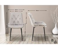 lote de 2 sillas de comedor terciopelo wallace gris 59x52x84 cm