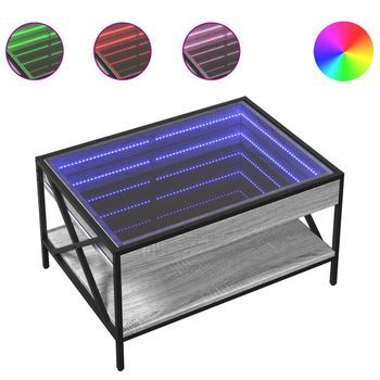 Mesa De Café | Mesa De Centro Con Infinity Led Gris Sonoma 70x50x38 Cm