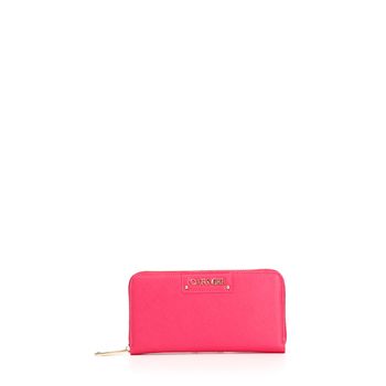 billetera con cremallera redonda hot pink