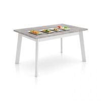 mesa de comedor fija y robusta 141x90 cm naira cemento blanco 141 x 74 x 90 cm