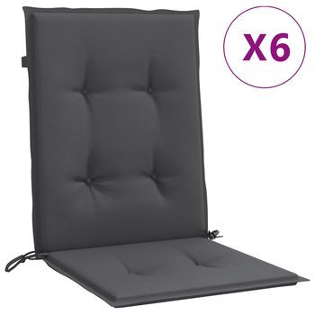 Cojines Silla Respaldo Bajo 6 Ud Tela Gris Antracita Melange Vidaxl