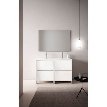 Mueble Porto 120 Cm 4c, Blanco Brillo. Pack Mueble + Lavabo.