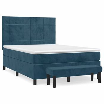 Cama Tapizada 193x144x128 Cm Contrachapado, Madera Procesada - Azul