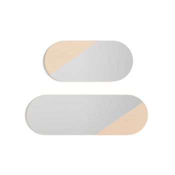 Set de espejos ovalados de haya roble claro 90/65x30x2 cm