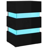 mesita de noche  mesilla de noche led madera ingenieria negro brillo 45x35x67 cm