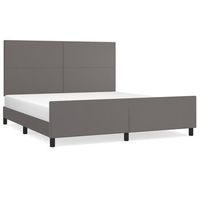 cama doble  cama para adultos  estructura de cama con cabecero cuero sintetico gris 180x200cm