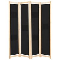 biombo divisor de 4 paneles de tela negro 160x170x4 cm vidaxl