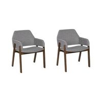 conjunto de 2 sillas de poliester madera de caucho gris claro madera oscura albion