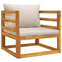 sillon de jardin  silla de jardin  silla de exterior madera maciza acacia con cojines gris claro