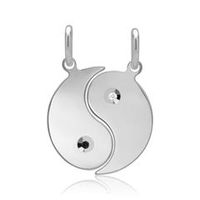 colgante redondo yin yang circonita plata 925