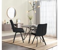 lote de 2 sillas de comedor lewes terciopelo negro 59x53x89 cm