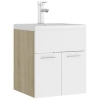 mueble con lavabo aglomerado blanco y roble sonoma vidaxl