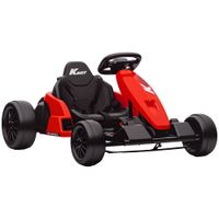 aiyaplay 24v go-kart electrico modo drift asiento ajustable cinturon de seguridad de 5 puntos funcion de musica claxon 6-12 anos rojo