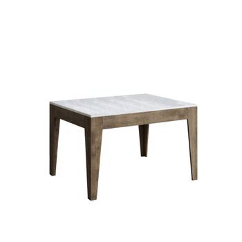 Mesa extensible 90x120/180 cm efecto madera fresno blanco/nogal
