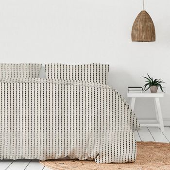 Funda Nórdica Punto Algodón Trazos Beige Cama De 90cm