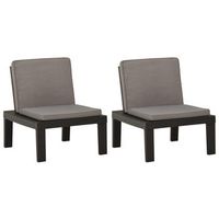 pack 2 uds sillones de jardin  silla de jardin  silla de exterior con cojines plastico gris